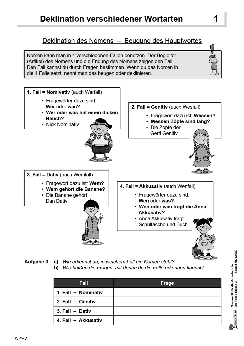 Grammatik für die Grundschule - Die Fälle / Klasse 3, ab 8 J., PDF