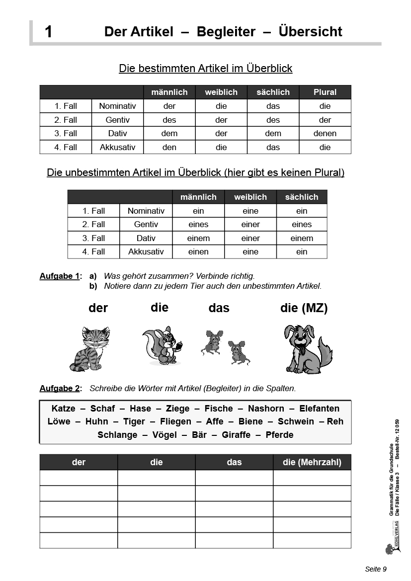 Grammatik für die Grundschule - Die Fälle / Klasse 3, ab 8 J., PDF