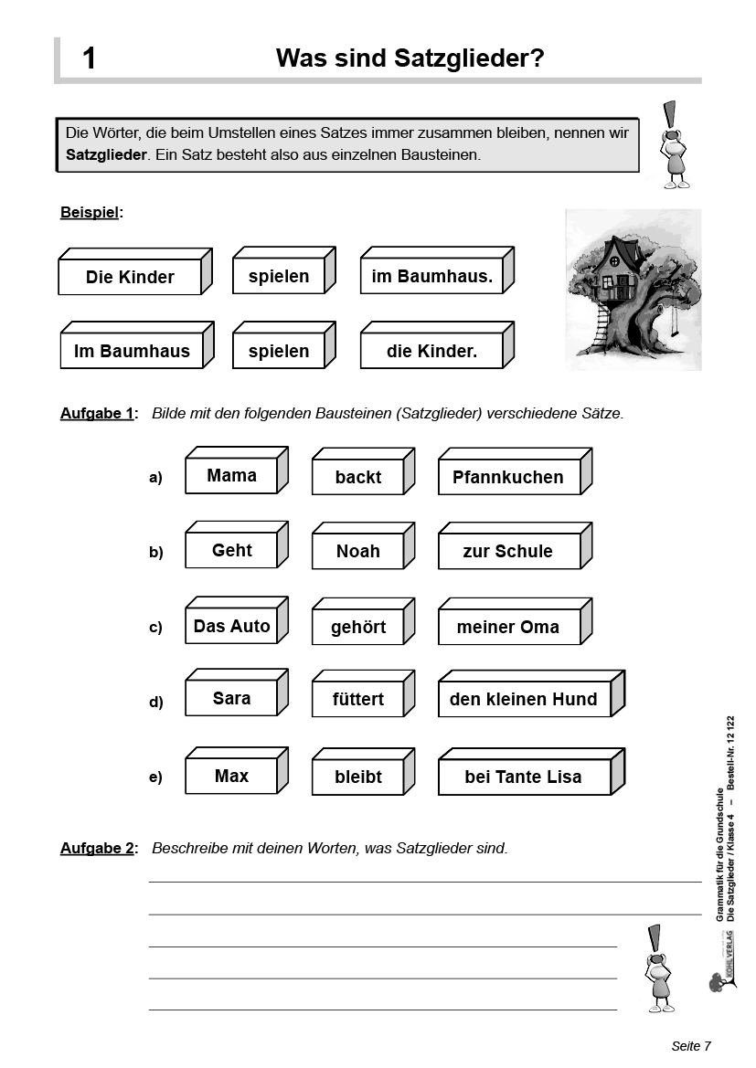 Grammatik für die Grundschule - Die Satzglieder / Klasse 3, ab 8 J., PDF