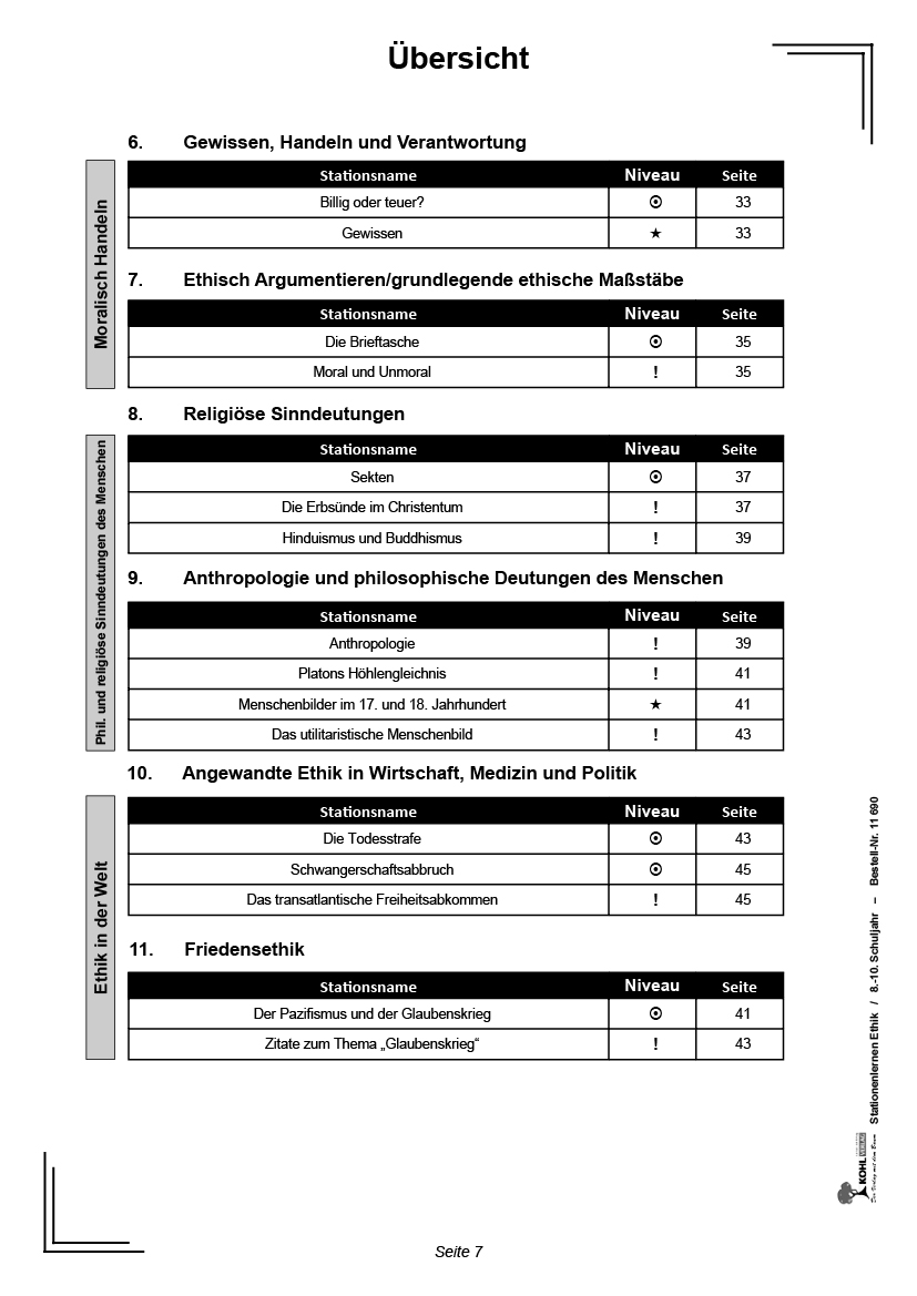 Stationenlernen Ethik / 8-10, ab 13 J., PDF
