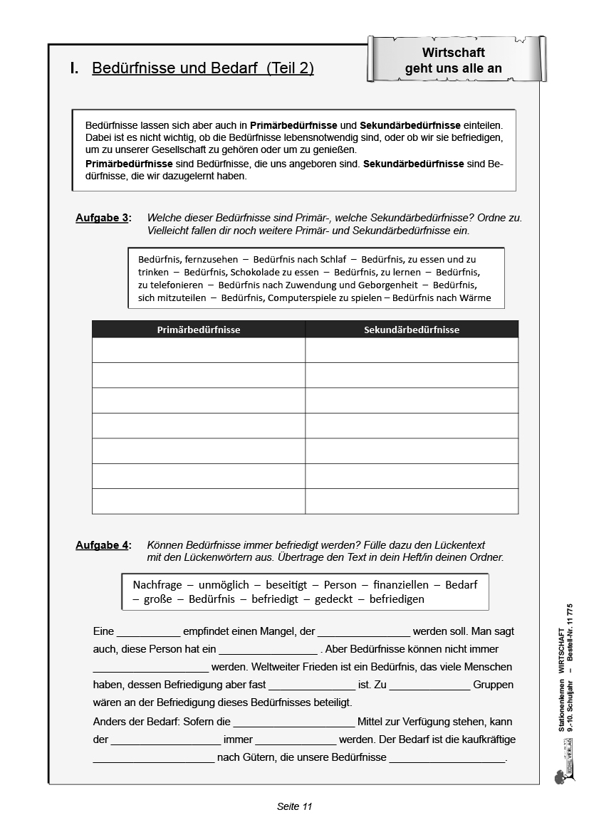 Stationenlernen Wirtschaft / Klasse 9-10, ab 16 J., PDF