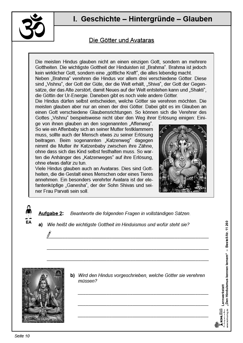 Lernwerkstatt Den Hinduismus kennenlernen - Weltreligionen einfach erklärt