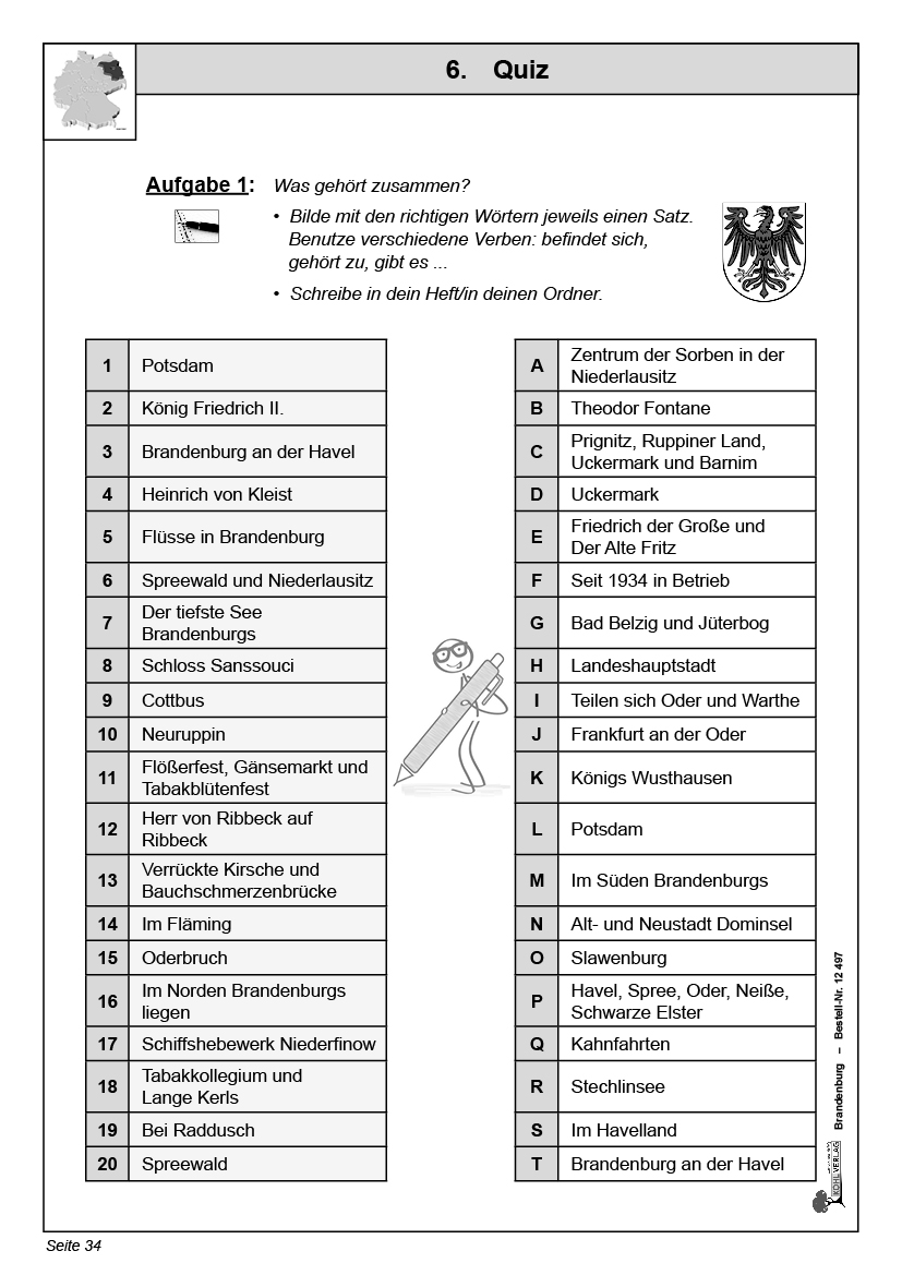 Brandenburg - Deutsche Bundesländer kennen lernen, PDF, ab 9 J.