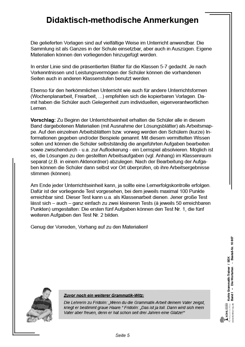 Grammatik-Trainer  /   Die Wortarten  / PDF, ab 10 J.