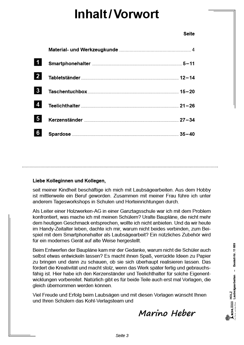 HOLZ - Laubsägearbeiten, PDF, ab 10 J.