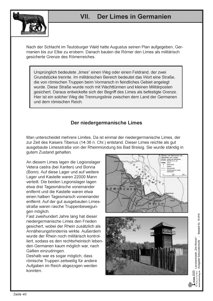 Lernwerkstatt Die Römer, PDF, ab 10 j. 