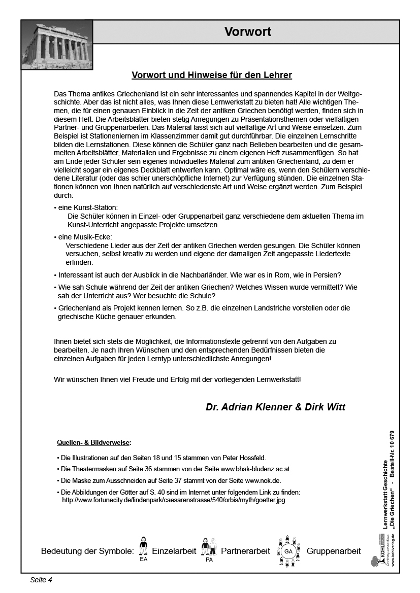 Lernwerkstatt Die Griechen, PDF, ab 8 J.