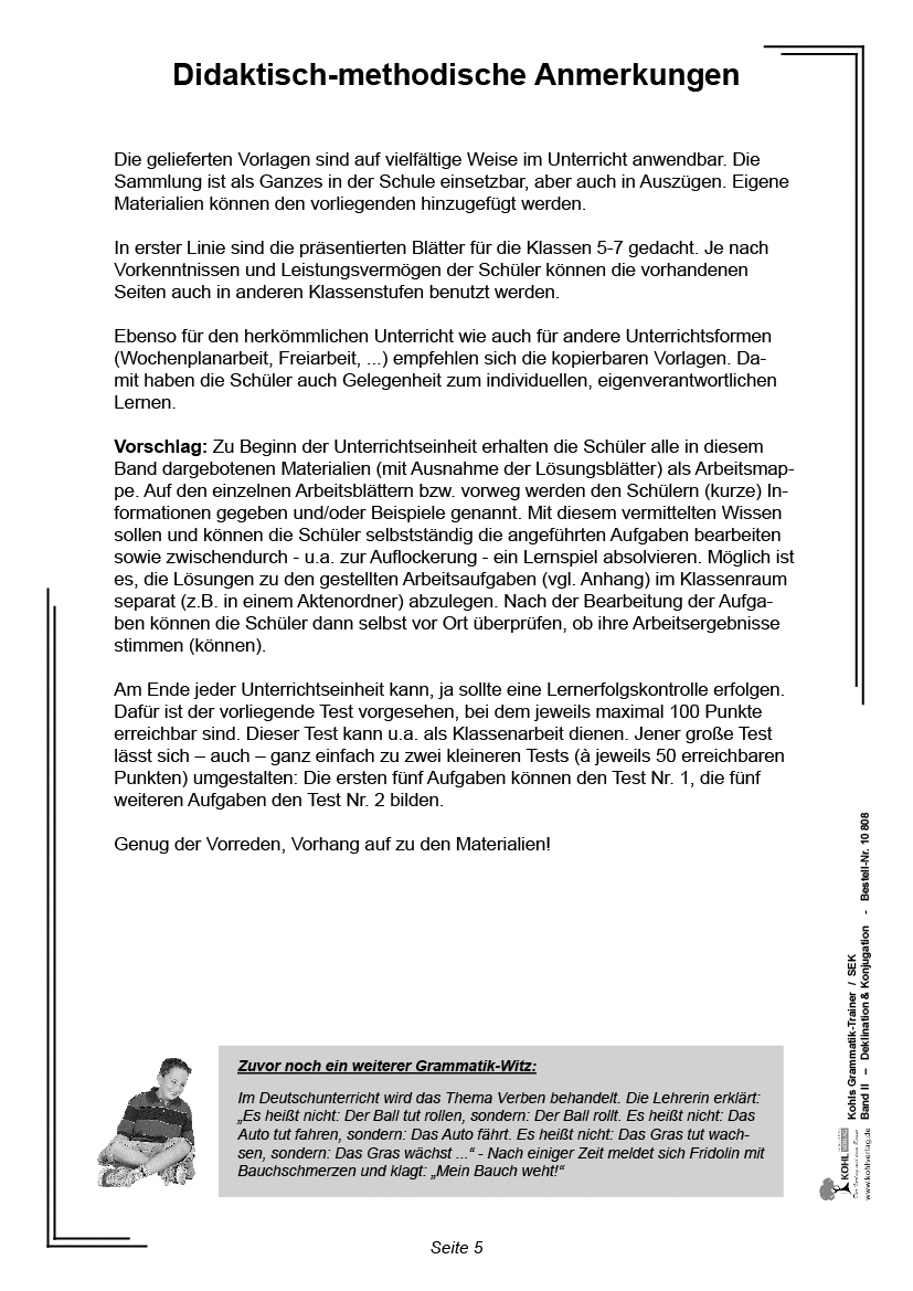 Kohls Grammatik-Trainer / Deklination & Konjugation / PDF, ab 10 J.