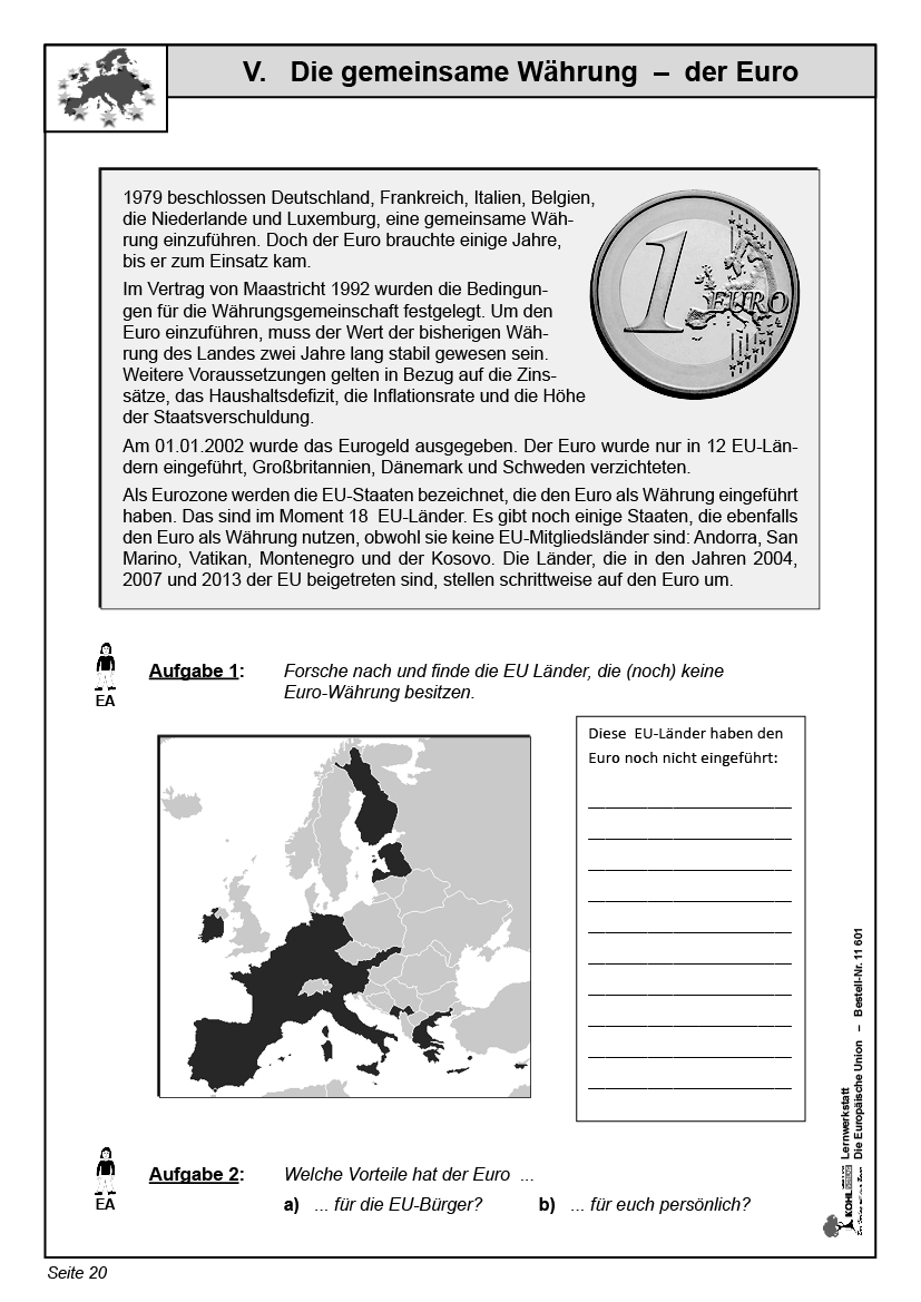 Lernwerkstatt Europäische Union / PDF, ab 10 J.