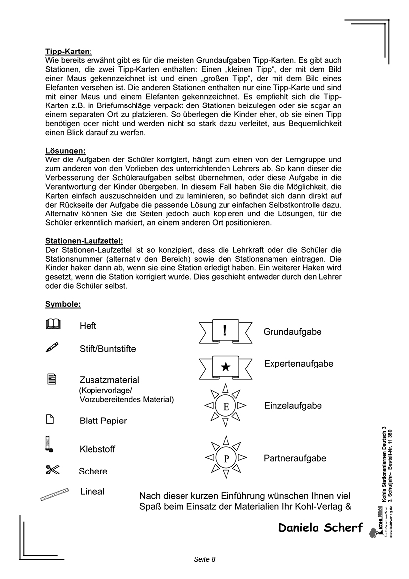 Stationenlernen Deutsch / Klasse 3 / PDF, ab 8 J.