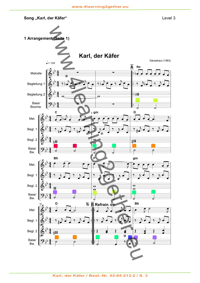 Karl, der Käfer - ein Umweltsong  PDF, ab 12 J., 10 S.