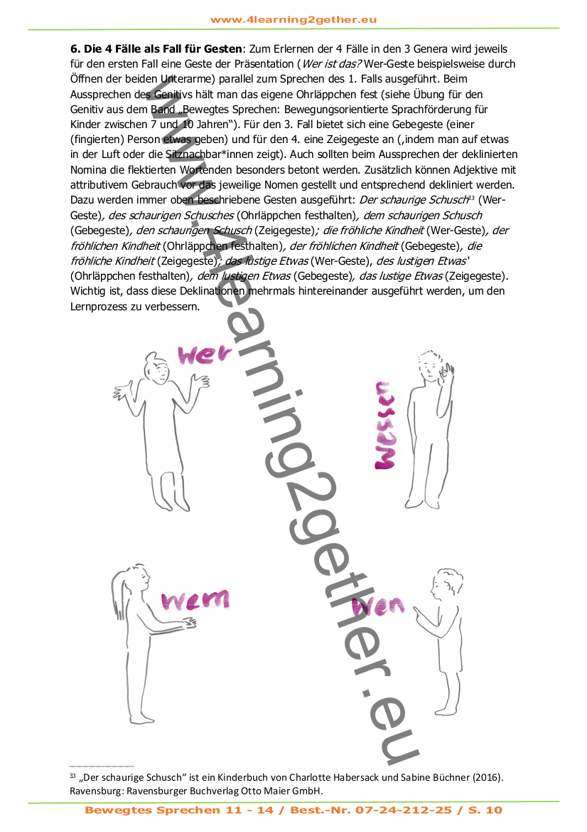 Bewegtes Sprechen -Bewegungsorientierte Sprachförderung - für Kinder zwischen 11 und 14 Jahren - PDF