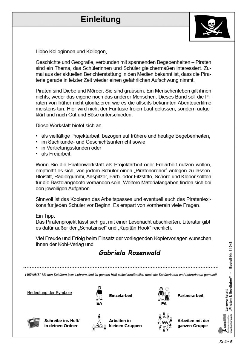 Lernwerkstatt Piraten & Seeräuber Das Piratentum früher und heute PDF ab 8J., 72 S.