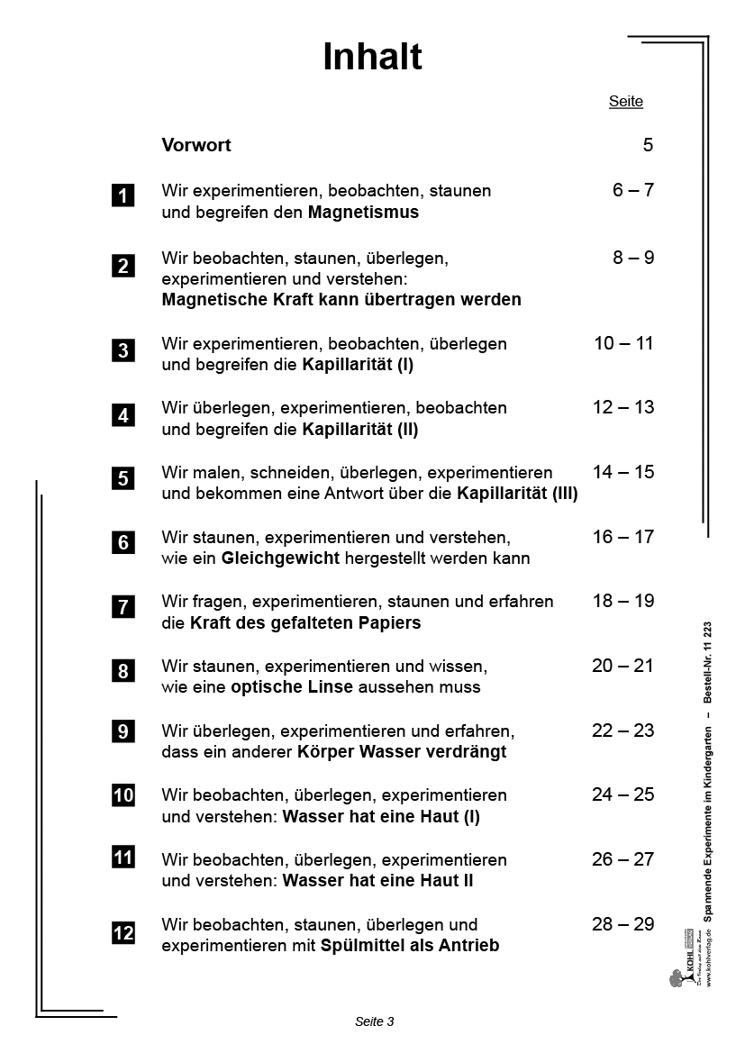Spannende Experimente im Kindergarten PDF, ab 4 J., 52 S.