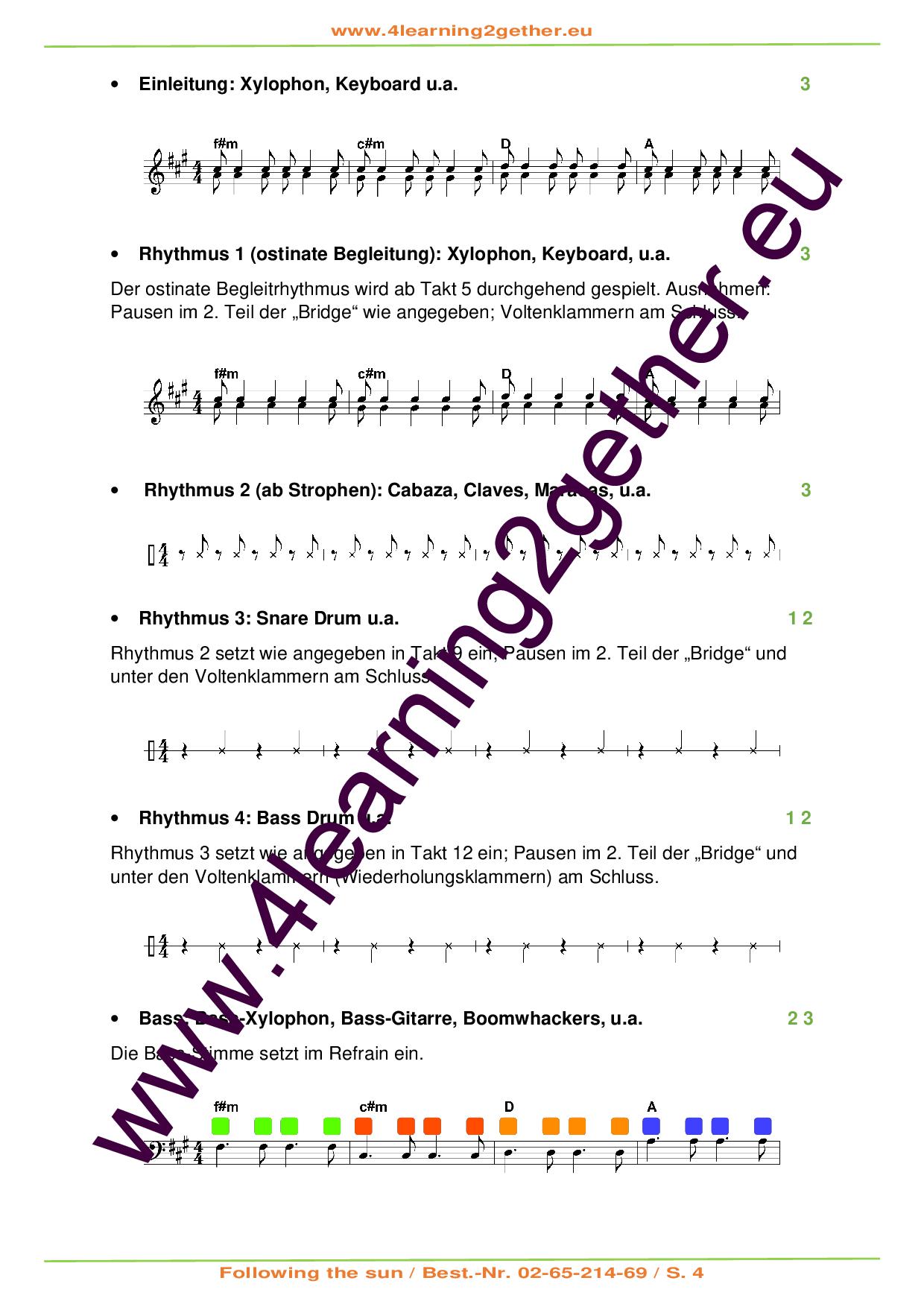 songs4harmonies: Following the sun / PDF, ab 12 J.