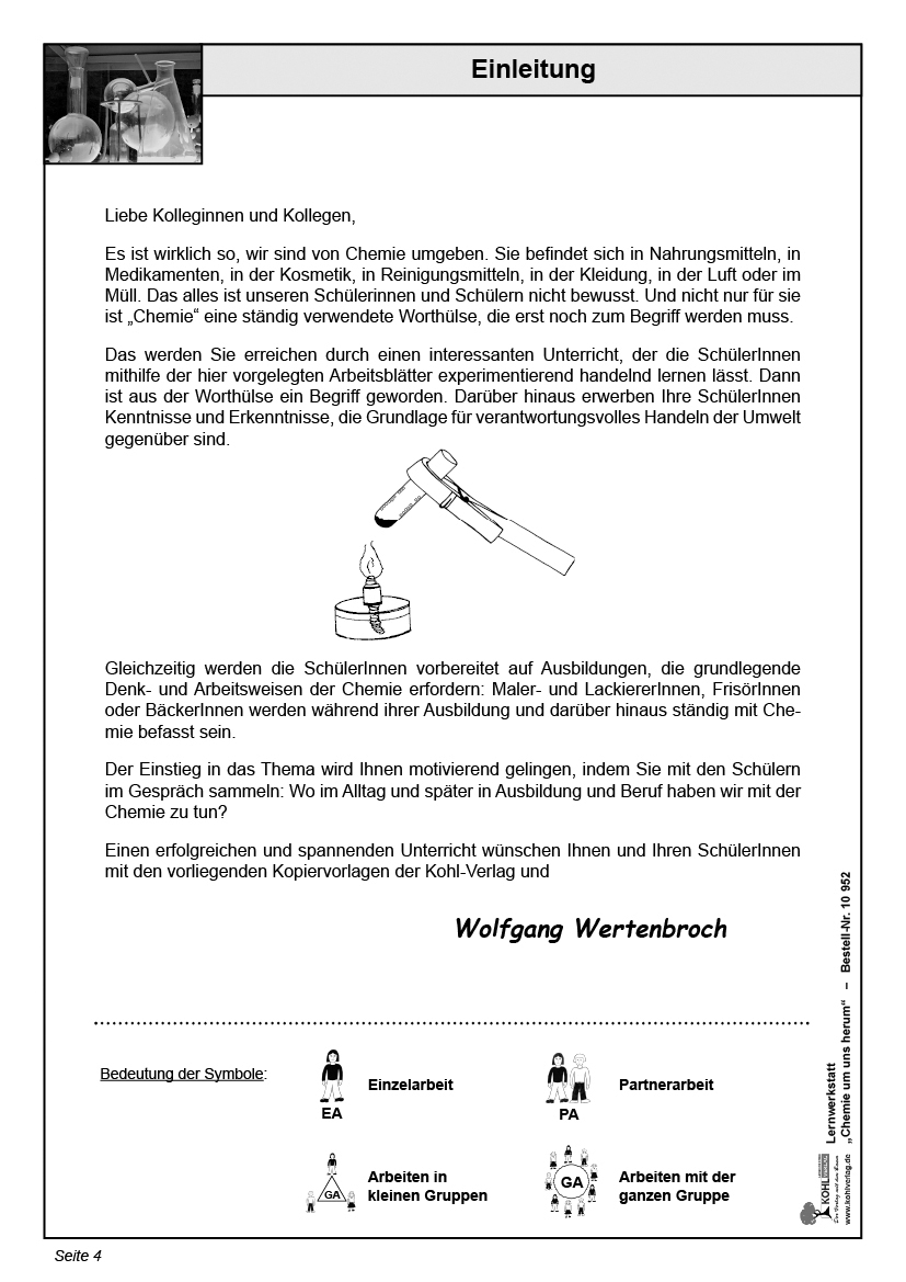 Lernwerkstatt Chemie um uns herum PDF, ab 9 J., 112 S.