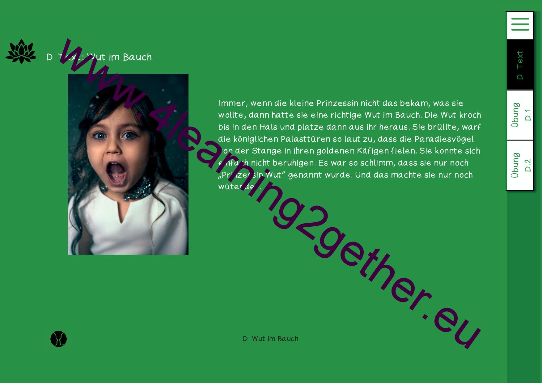 Prinzessin Wut – Lesen und Nachdenken über Wut, Trauer und Freude/ interaktive PDF, 34 S., ab 8 Jahren