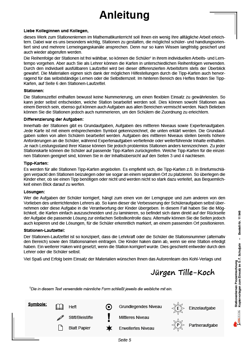 Stationenlernen Prozentrechnung PDF, ab 11 J., 48 S.