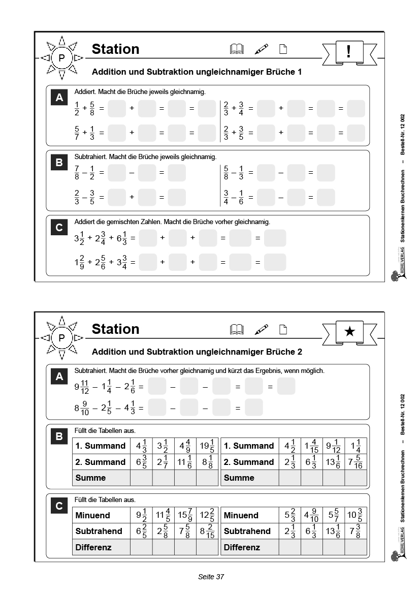 Stationenlernen Bruchrechnung PDF, ab 11 J., 80 S.
