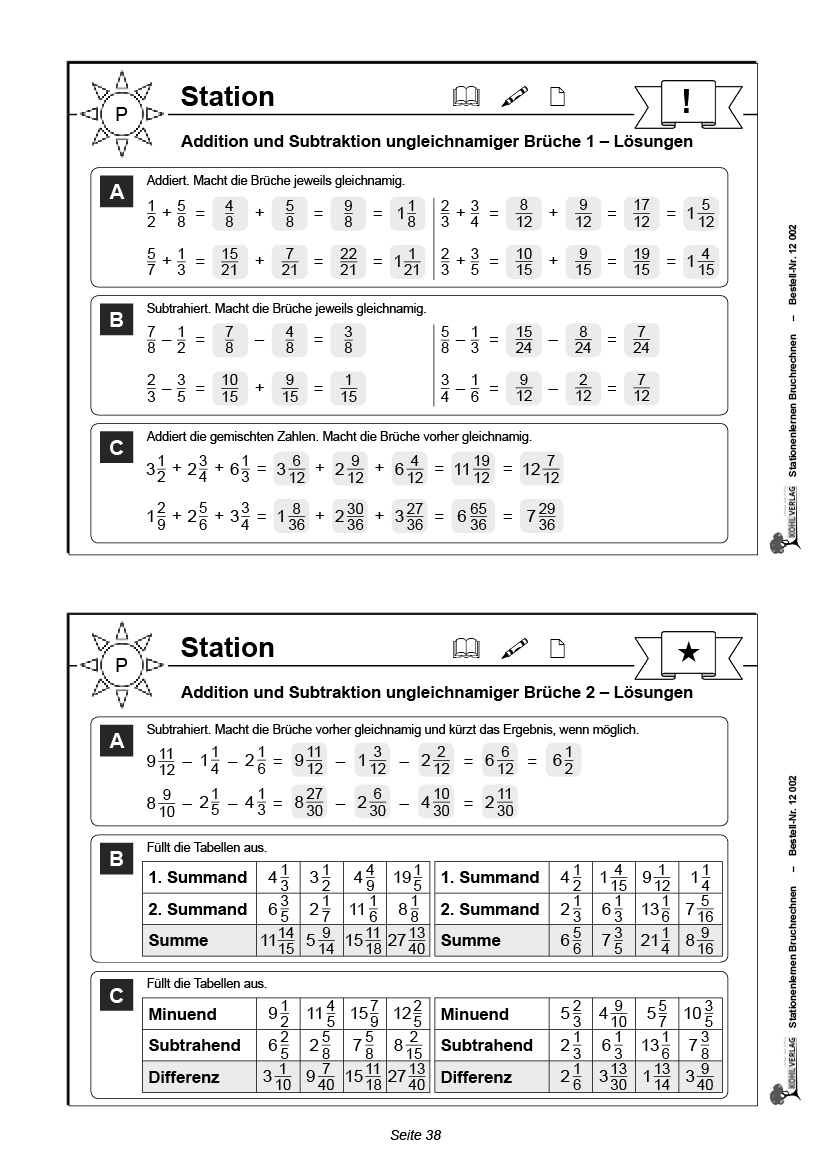 Stationenlernen Bruchrechnung PDF, ab 11 J., 80 S.
