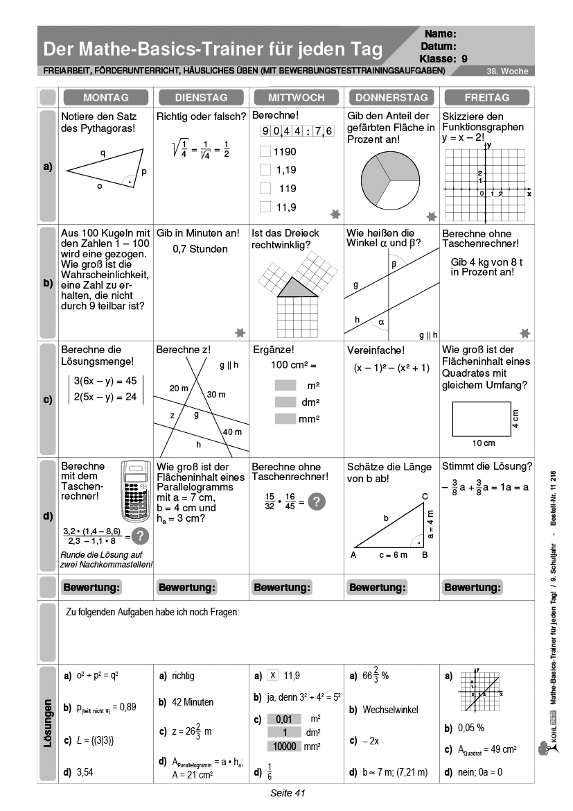 Mathe-Basics-Trainer / Klasse 9