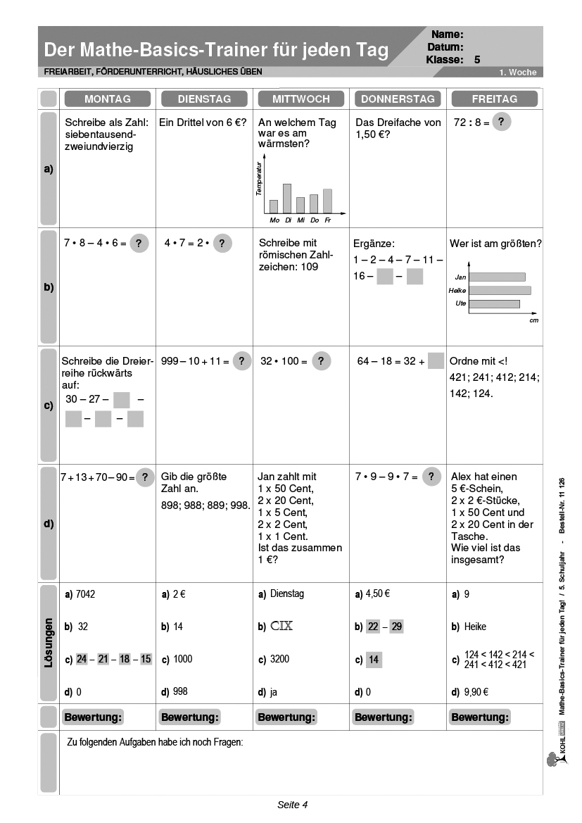 Mathe-Basics-Trainer / Klasse 5 PDF, 10 J., 56 S.