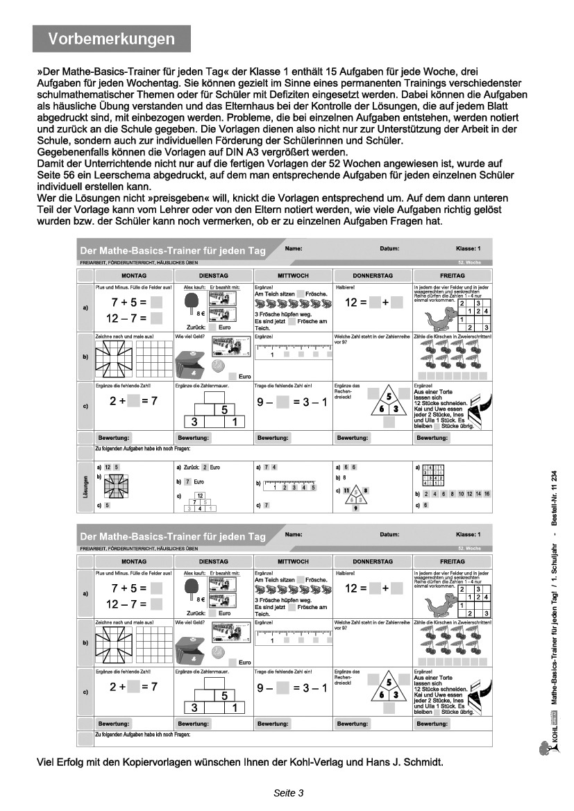 Mathe-Basics-Trainer / Klasse 1 PDF, 6 J., 56 S.