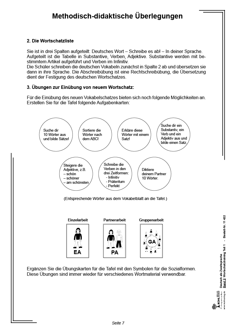 Deutsch als Zweitsprache in Vorbereitungsklassen Band 2: Wortschatztraining Teil 1 PDF, ab 8J.,  (Kopie)