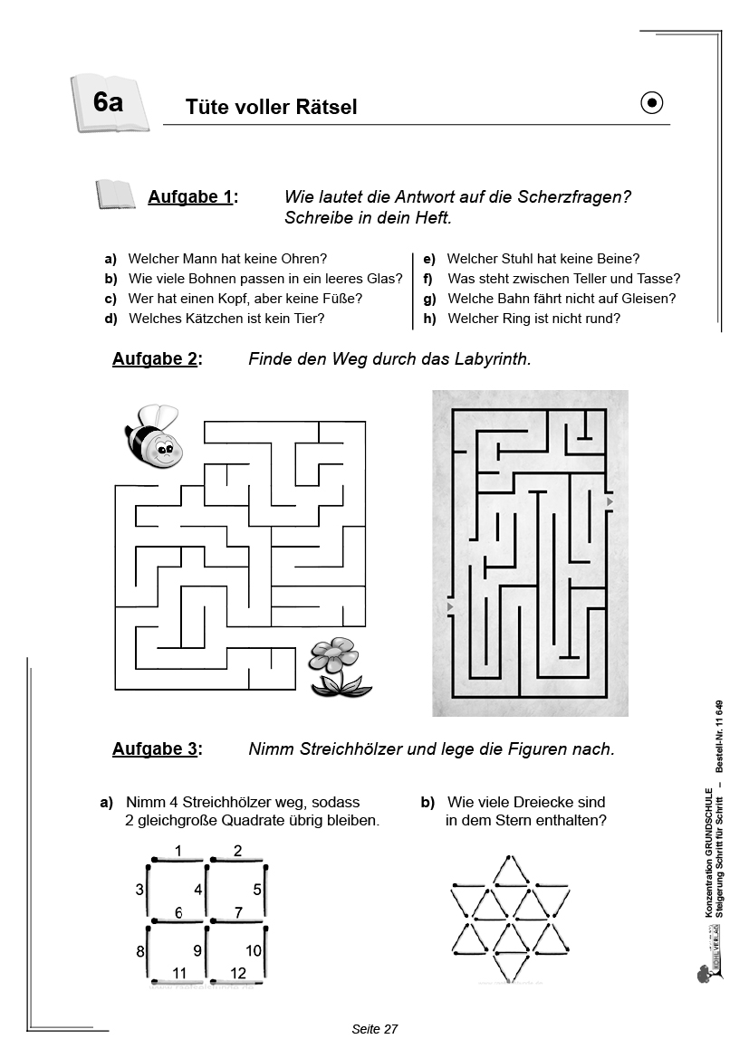Konzentration Grundschule PDF, ab 6 J., 64 S.