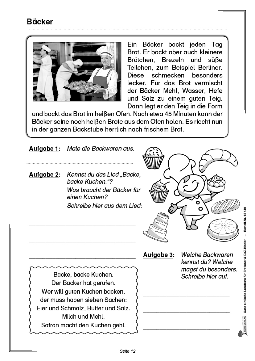 Ganz einfache Lesetexte für Erstleser und DaZ-Kinder PDF, ab 6 J., 48 S.